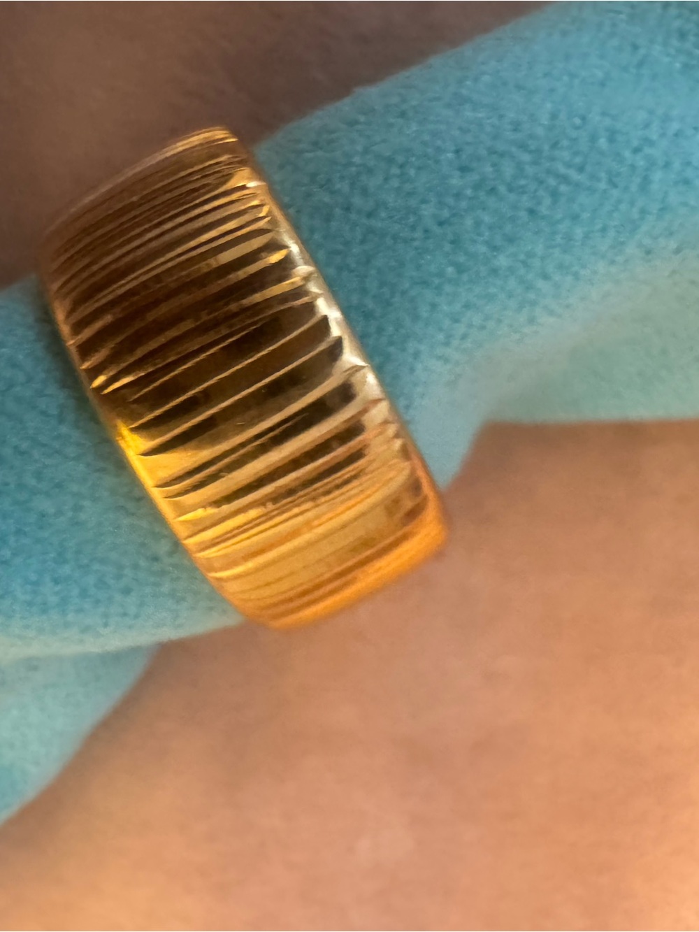 Milor 14K RESIN ITALY Gold Ribbed Band Ring 7